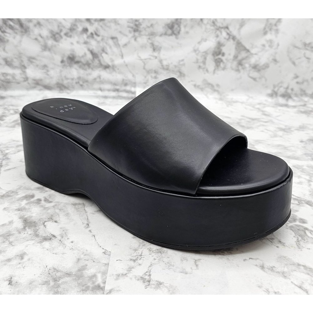 A New Day Wynona Black Women's Platform Slides Size 9.5 Wide